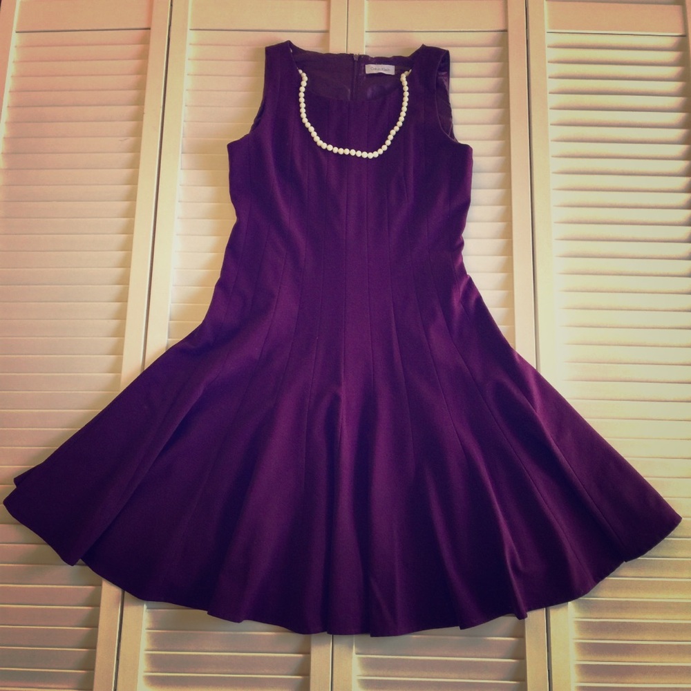 Purple sleeve-less Calvin Klein dress- size 8p